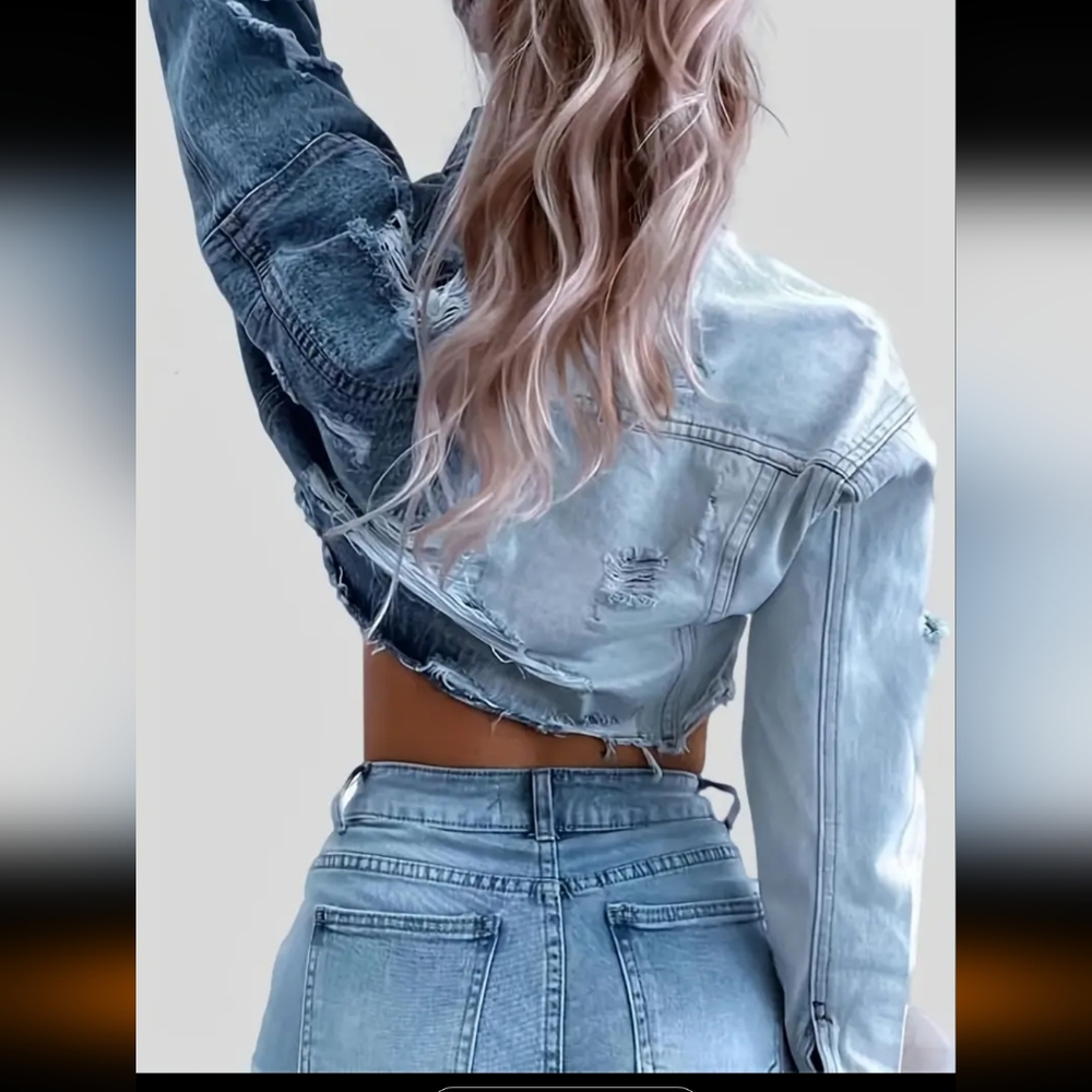 Color block crop jacket - Picture 3 of 7